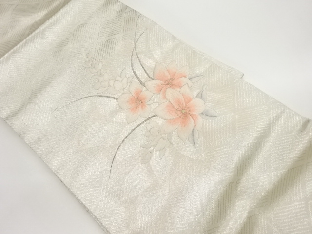 リサイクル　草花模様刺繍名古屋帯